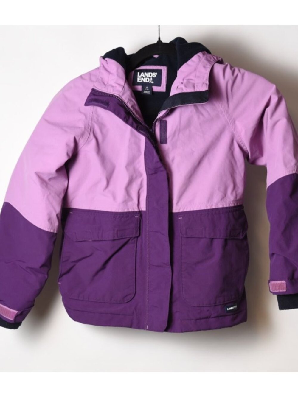Lands' End Girls Hooded Jacket Pink and Purple Size Small 7/8 Insulated
